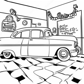 50s Retro Diner Coloring Page | 50s coloring page