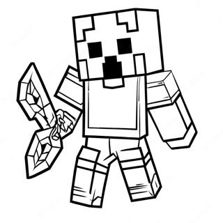 Minecraft Steve in Shiny Diamond Armor Coloring Page | Diamond Armor Minecraft Steve coloring page
