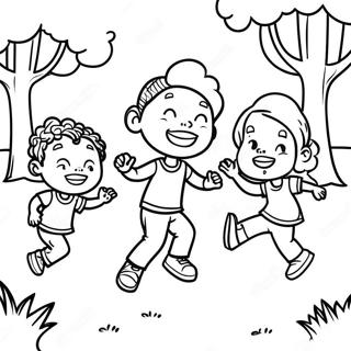 Städtische afroamerikanische Kinder spielen im Park Ausmalbild | Städtisch Afroamerikanisch Ausmalbild