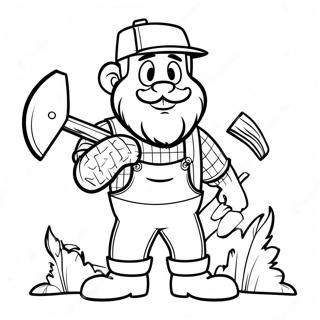 Funny Lumberjack with Axe Coloring Page | Lumberjack coloring page