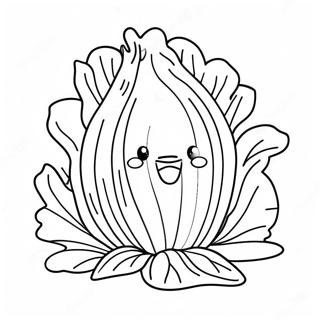 Cute Cartoon Lettuce Coloring Page | Lettuce coloring page