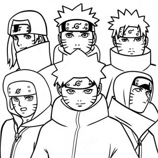 Naruto Akatsuki Members Coloring Page | Akatsuki coloring page