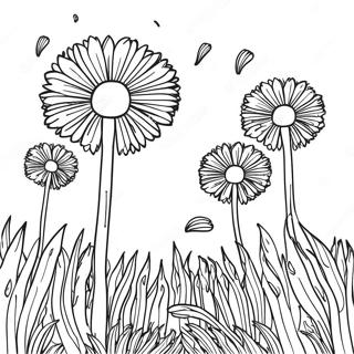 Dandelion Field Coloring Page | Dandelion coloring page