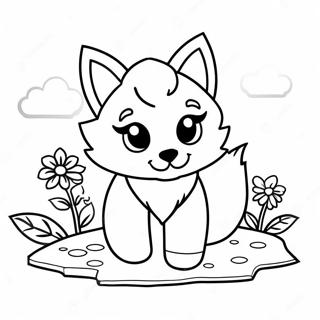Cute Minecraft Fox with Flowers Coloring Page | Minecraft Fox coloring page