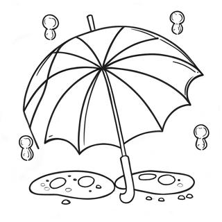 Cute Umbrella and Raindrops Coloring Page | April Showers coloring page