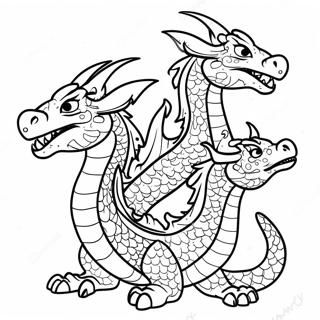Three Headed Dragon Coloring Pages