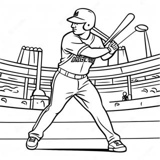 Milwaukee Brewers Player Swinging Bat Coloring Page | Brewers coloring page