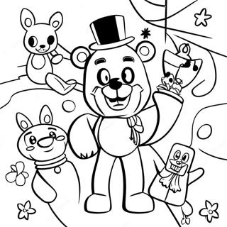 FNAF Christmas Characters Coloring Page | FNAF Christmas coloring page