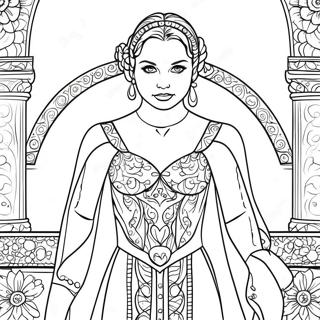 Padme in Elegant Dress Coloring Page | Padme coloring page