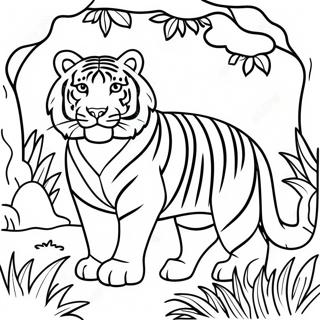 Majestic White Tiger in Jungle Coloring Page | White Tiger coloring page