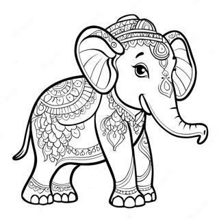 Colorful Thai Elephant Coloring Page | Thailand coloring page
