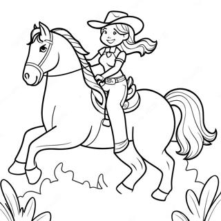 Cowgirl Riding a Horse Coloring Page | Cowgirl coloring page