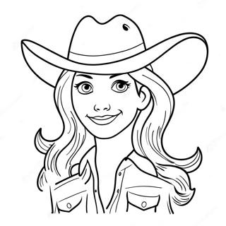 Cute Cowgirl with a Hat Coloring Page | Cowgirl coloring page