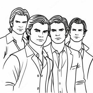 Vampire Diaries Character Group Coloring Page | TVD coloring page