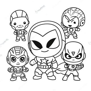 Page à colorier des adorables Avengers Chibi de Baby Marvel | Page de coloriage Bébé Marvel Chibi Avengers Mignons