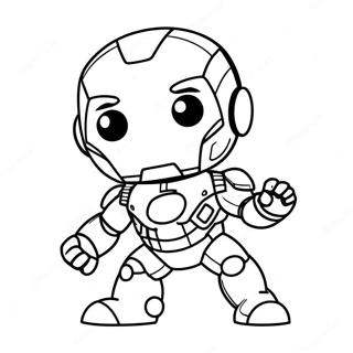 Page à colorier d'Iron Man Chibi de Baby Marvel | Page de coloriage Bébé Marvel Chibi Avengers Mignons