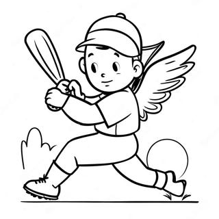 Angels Baseball Player Swinging Bat Coloring Page | Angels Baseball coloring page