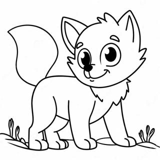 Playful Anime Wolf Pup Coloring Page | Adorable Cute Anime Wolf Pup coloring page