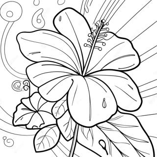Vibrant Hibiscus Flower Coloring Page | Hawaiian Flowers coloring page