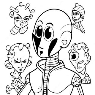 Megamind with Brainbots Coloring Page | Megamind coloring page