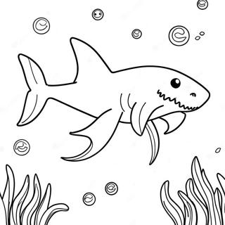 Cute Goblin Shark Swimming Coloring Page | Goblin Shark coloring page