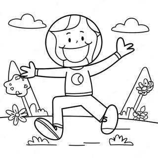 Happy Stick Man Playing Soccer Coloring Page | Stick Man coloring page