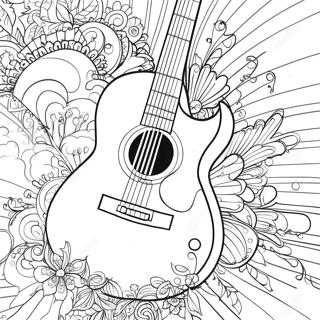 Colorful Guitar Coloring Page | Instrument coloring page