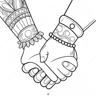 BFFs Holding Hands Coloring Page | 3 BFF coloring page