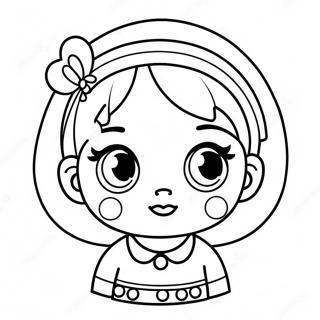 Bedårande Kawaii Flicka med Stora Ögon Målarbok | Enkel Kawaii Flicka målarbild