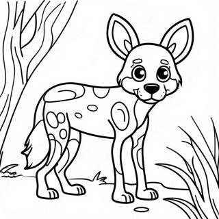 Playful African Wild Dog Coloring Page | African Wild Dog coloring page