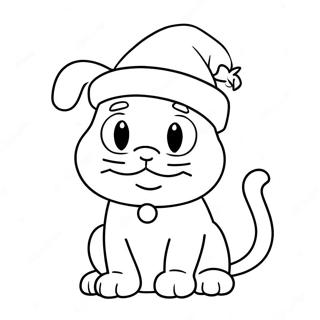 Garfield with Santa Hat Coloring Page | Garfield Christmas coloring page
