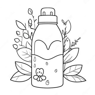 Cute Water Bottle with Flowers Coloring Page | Water Bottle coloring page