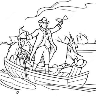 George Washington Crossing the Delaware Coloring Page | George Washington Sheet coloring page