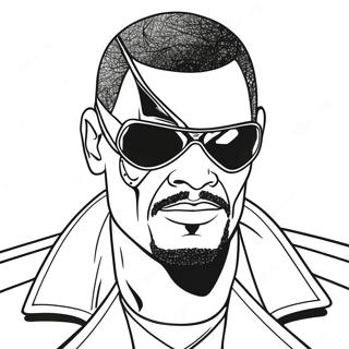Nick Fury with Eye Patch Coloring Page | Nick Fury coloring page