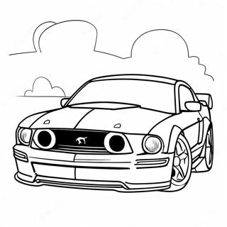 Mustang GT Racing Coloring Page | Mustang GT Mustang coloring page