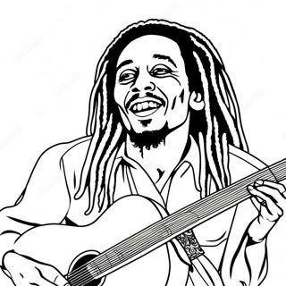 Bob Marley with Guitar Coloring Page | Bob Marley coloring page