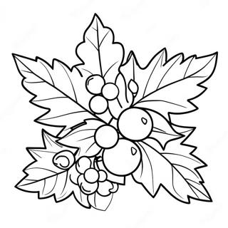 Holly Leaves and Berries Coloring Page | Holly coloring page