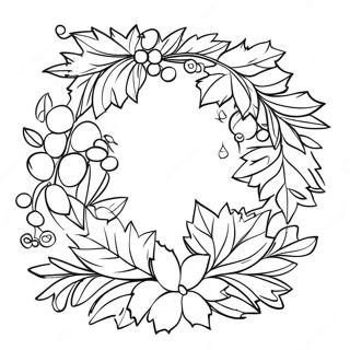 Festive Holly Wreath Coloring Page | Holly coloring page