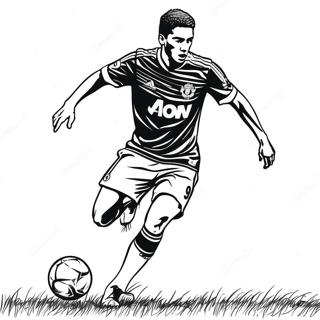 Manchester United Player Dribbling Coloring Page | Manchester United coloring page
