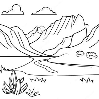 Beautiful Utah Landscape Coloring Page | Utah coloring page