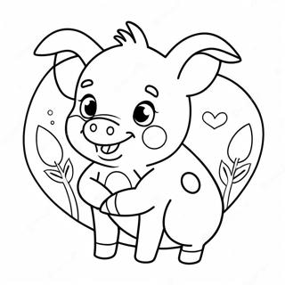Niedliches Ferkel mit Herz Ausmalbild | Winnie Puuh Valentinstag Ausmalbild