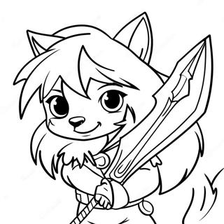 Male Anime Wolf Boy with Sword Coloring Page | Male Anime Wolf Boy coloring page