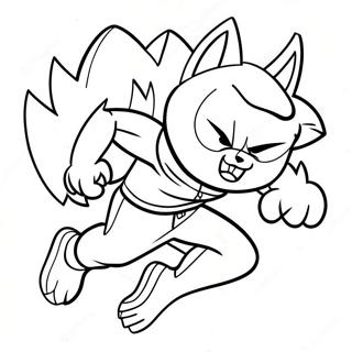 Cool Male Anime Wolf Boy in Action Coloring Page | Male Anime Wolf Boy coloring page