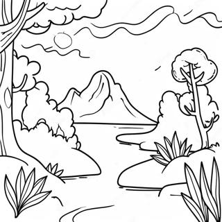 Calming Nature Scenes Coloring Page | Anxiety coloring page