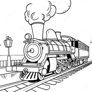 Steam Engine Train Coloring Page | Realistic Train coloring page
