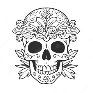 Bold American Traditional Skull Tattoo Coloring Page | American Traditional Tattoo coloring page