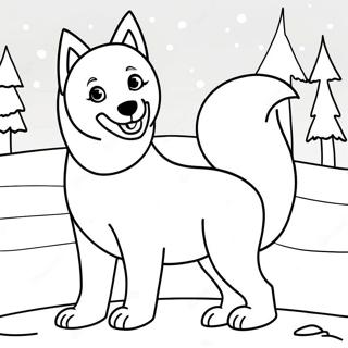 Playful Arctic Husky Coloring Page | Arctic Dogs coloring page