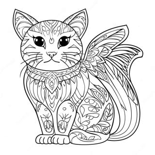 Winged Cat Coloring Page | Winged Cat coloring page