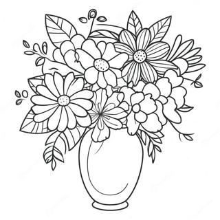 Beautiful Flowers in a Vase Coloring Page | Flowers in a Vase coloring page