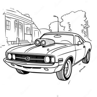 Classic Muscle Car in Action Coloring Page | Muscle Car coloring page